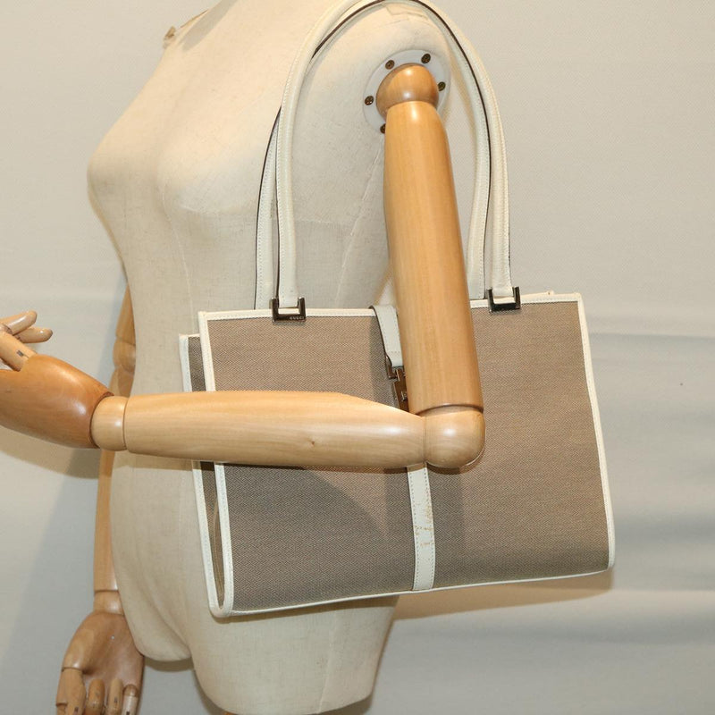 Gucci Jackie Beige Canvas Shoulder Bag (Pre-Owned)