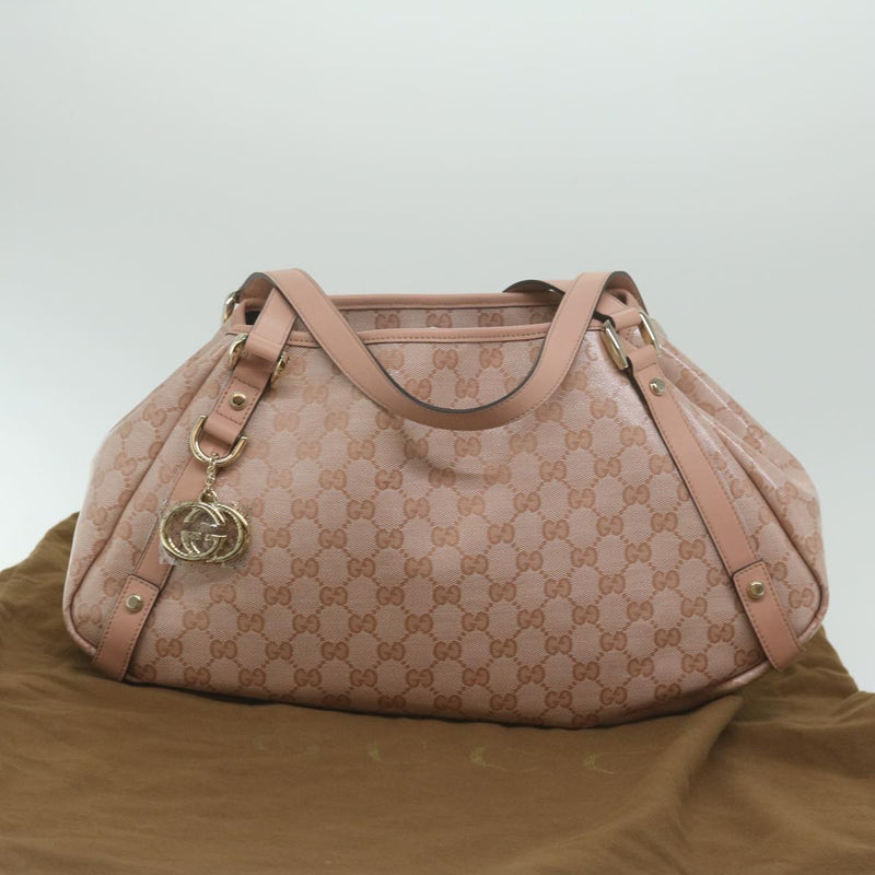 Gucci Gg Canvas Pink Canvas Shoulder Bag (Pre-Owned)