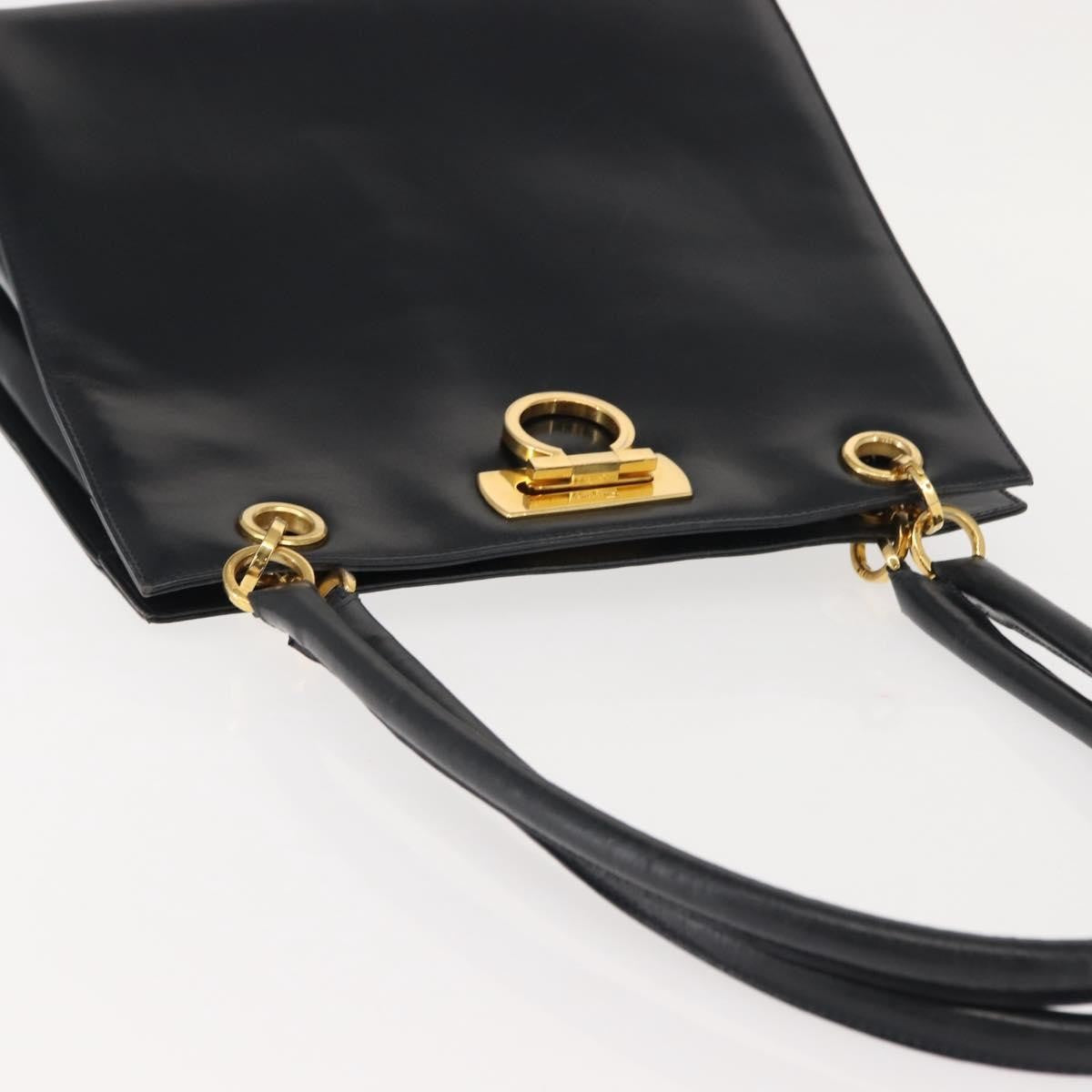 Salvatore Ferragamo Gancini Leather Navy Leather Shoulder Bag Bag (Pre-Owned)