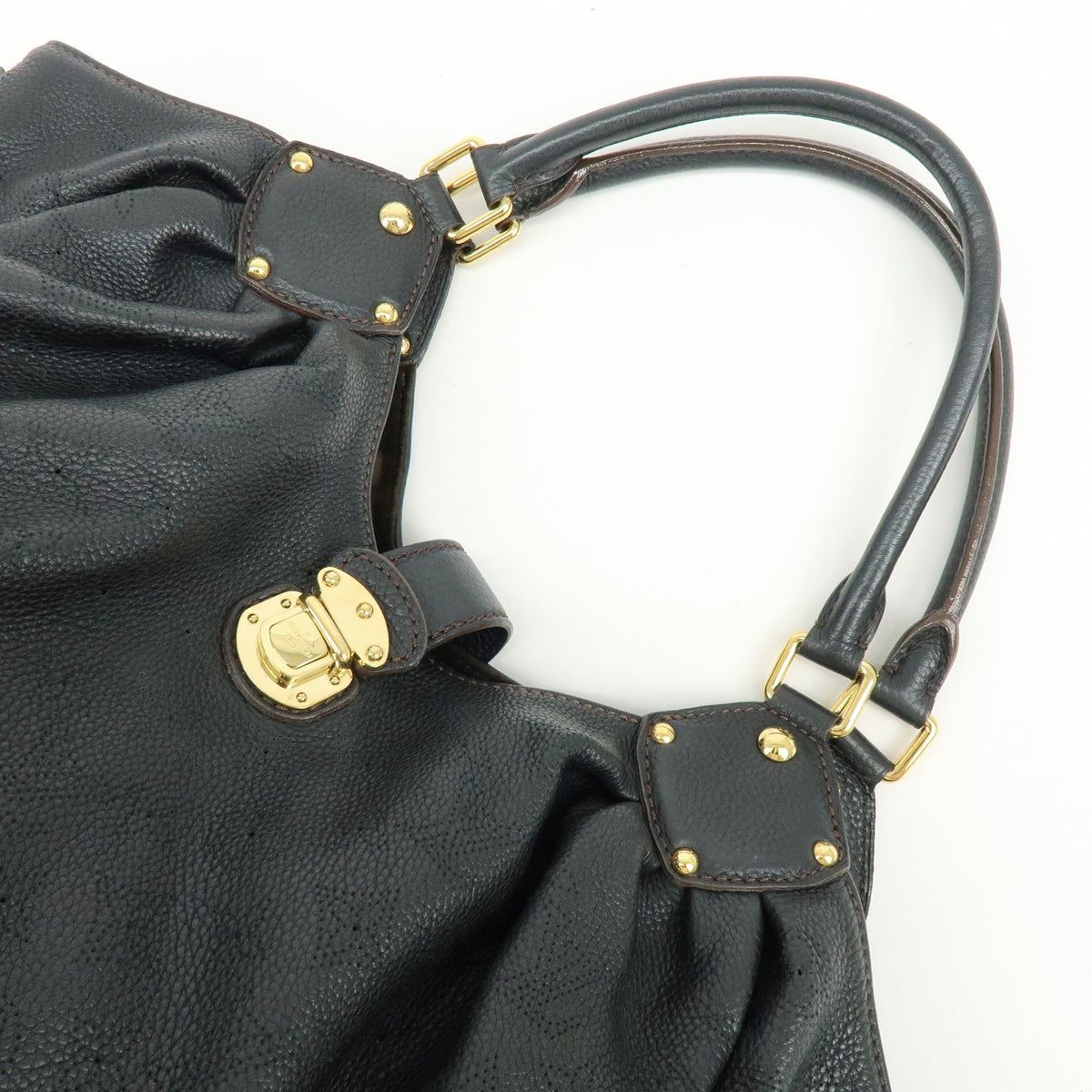 Louis Vuitton L Hobo Mahina Leather Black Leather Shoulder Bag Bag (Pre-Owned)