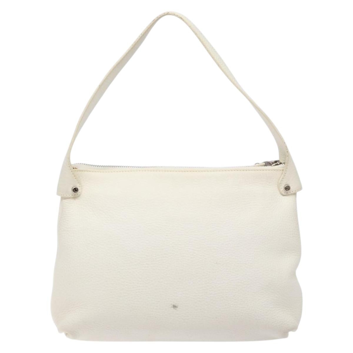 Salvatore Ferragamo Gancini Leather White Leather Shoulder Bag Bag (Pre-Owned)