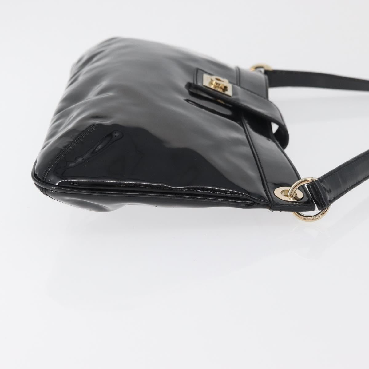 Salvatore Ferragamo Gancini Patent Leather Black Patent_Leather Shoulder Bag Bag (Pre-Owned)
