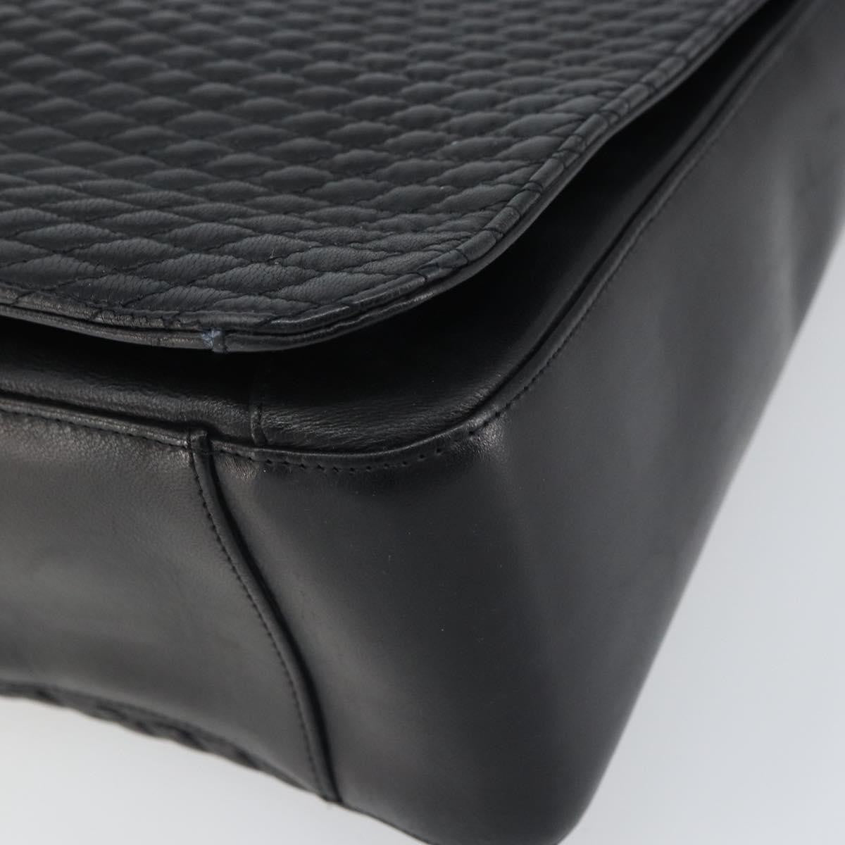 Bally Vintage Quilted Leather Black Leather Tote Bag Bag (Pre-Owned)