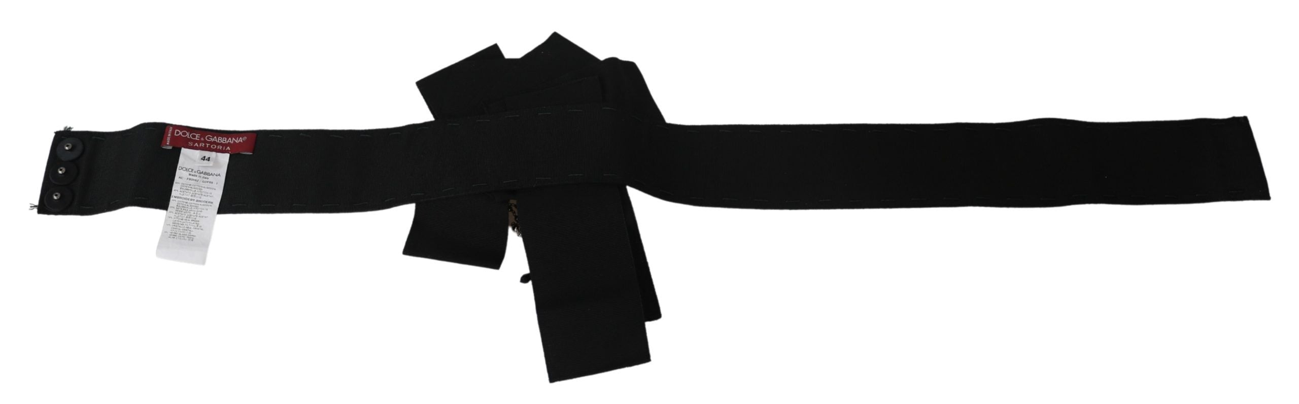 Dolce & Gabbana Black Crystal Brooch Wide Wai SATORIA Women's Belt