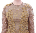 Lanre Da Silva Ajayi Exquisite Gold Lace Maxi Dress with Women's Crystals