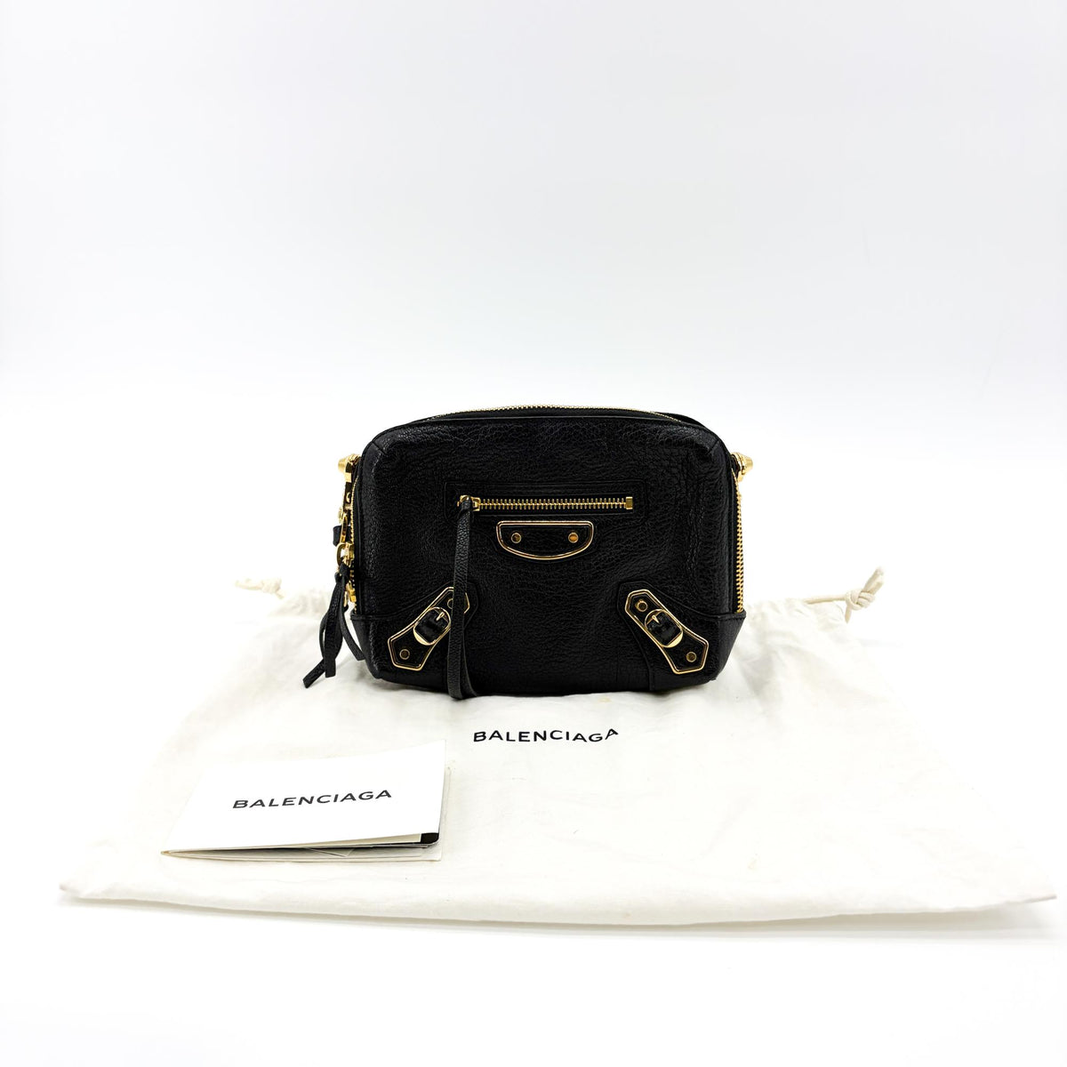 Balenciaga Classic Studs Chain Reporter Leather Black Leather Crossbody Bag Bag (Pre-Owned)