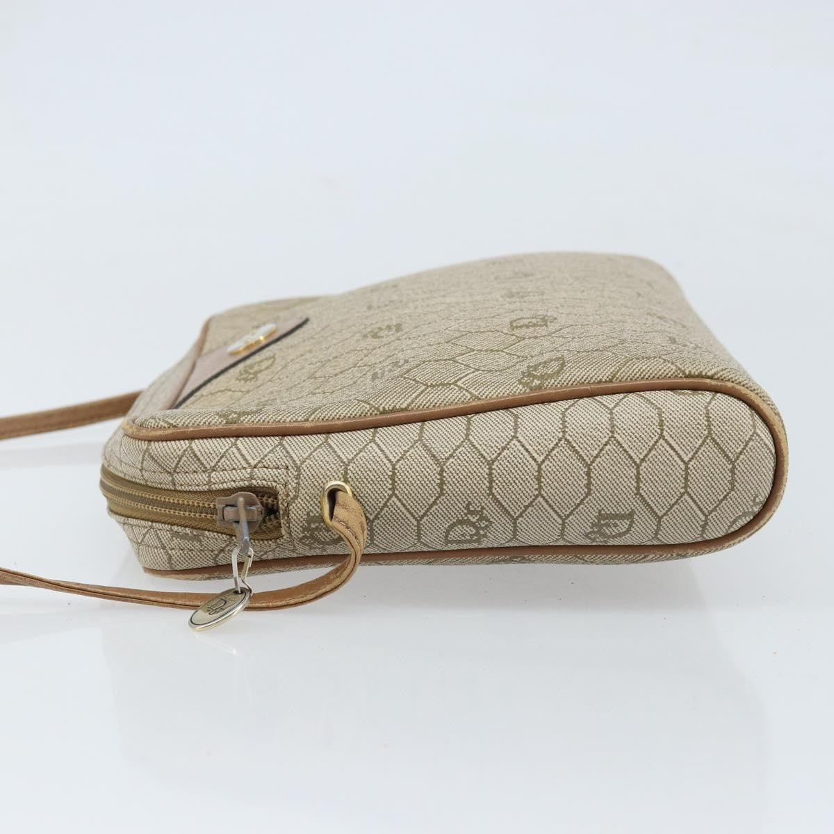 Christian Dior Vintage Honeycomb Canvas And Leather Beige Canvas Shoulder Bag Bag (Pre-Owned)