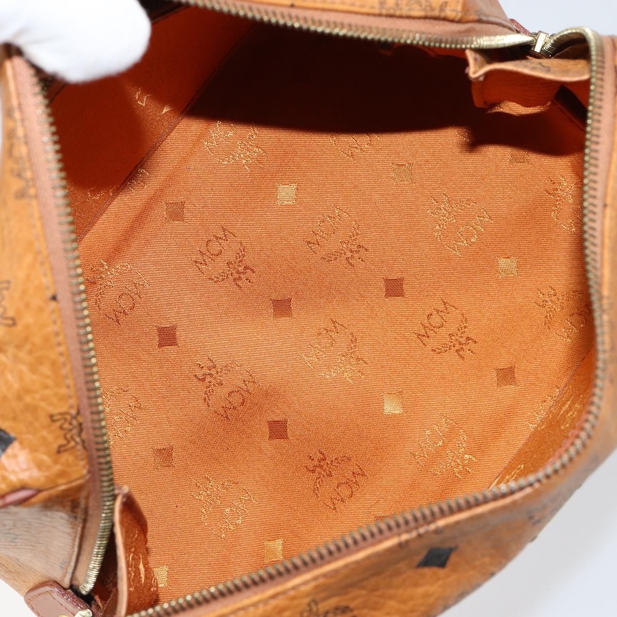 MCM Visetos Logogramme Canvas And Leather Brown Leather Handbag (Pre-Owned)