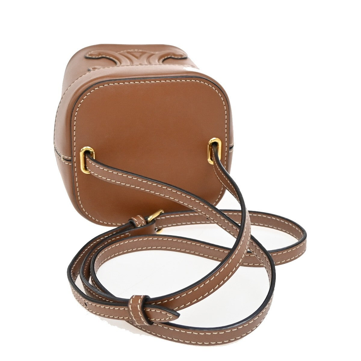 Celine Cuir Triomphe Box Leather Brown Leather Handbag (Pre-Owned)