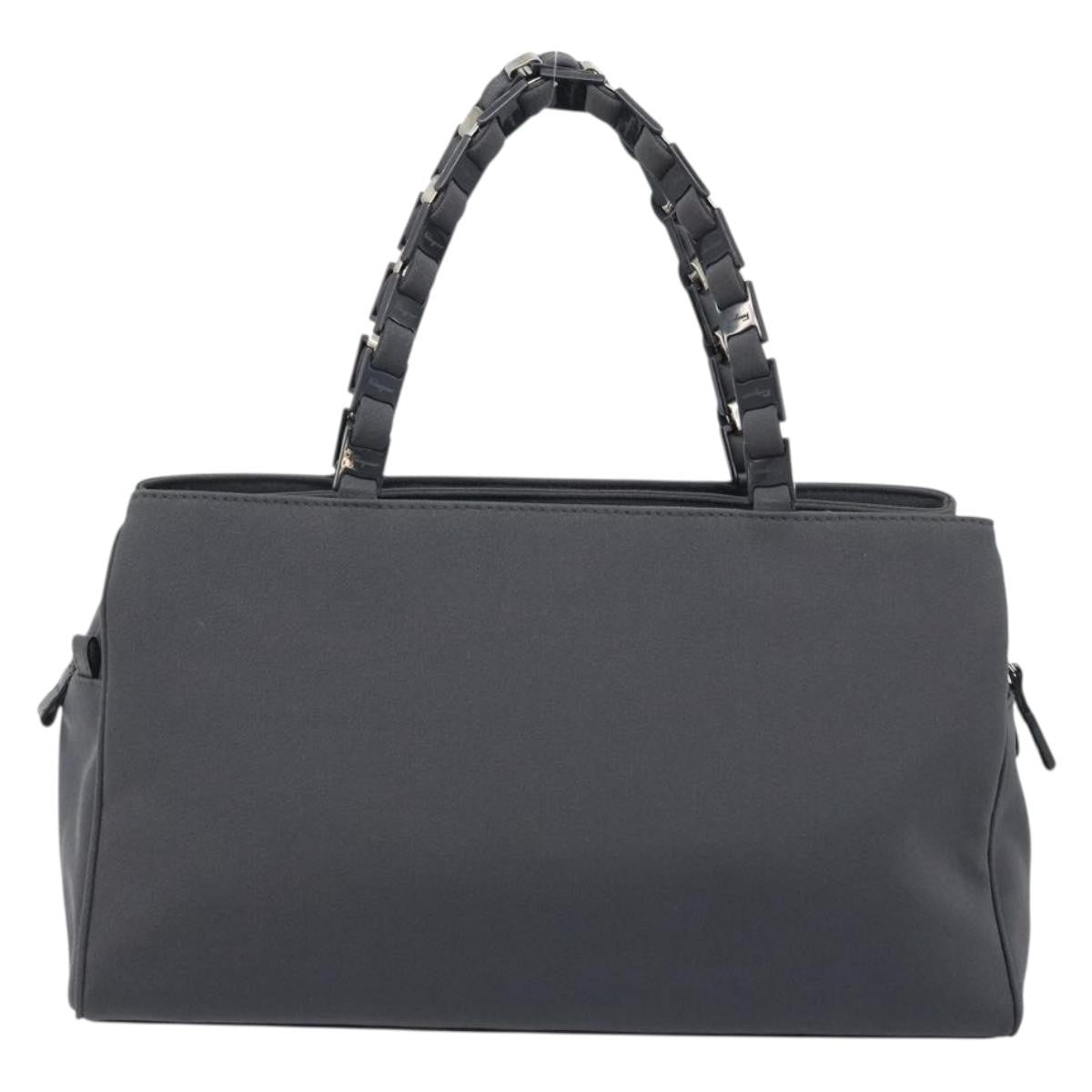 Salvatore Ferragamo Vala Canvas Gray Canvas Handbag (Pre-Owned)