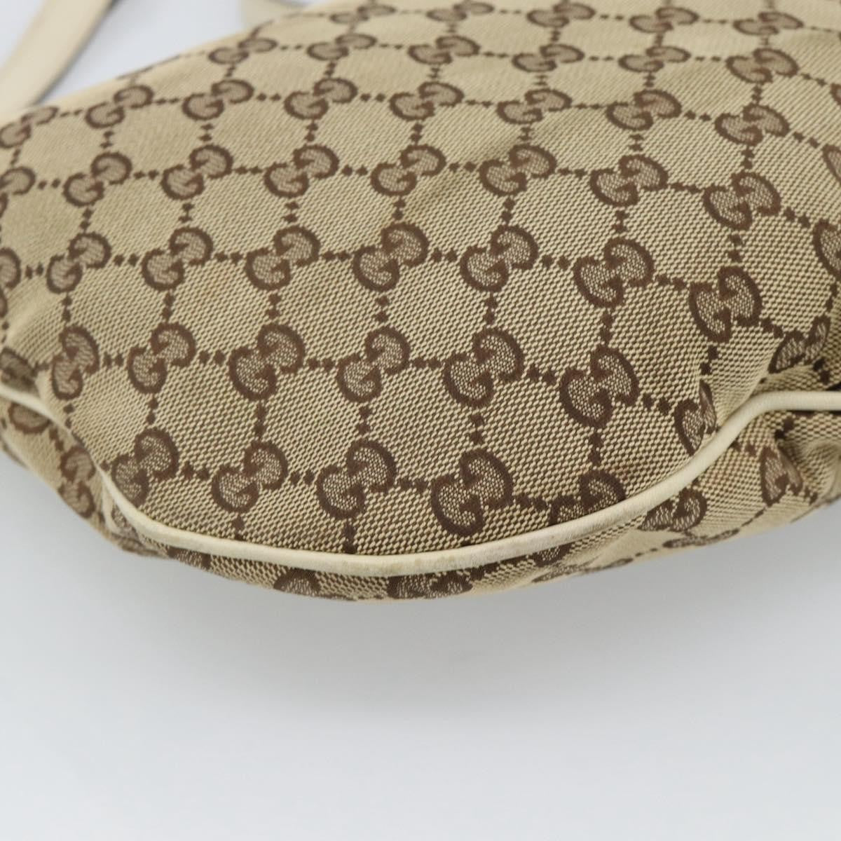 Gucci Britt Half Moon Hobo Gg Canvas And Leather Beige Canvas Shoulder Bag Bag (Pre-Owned)