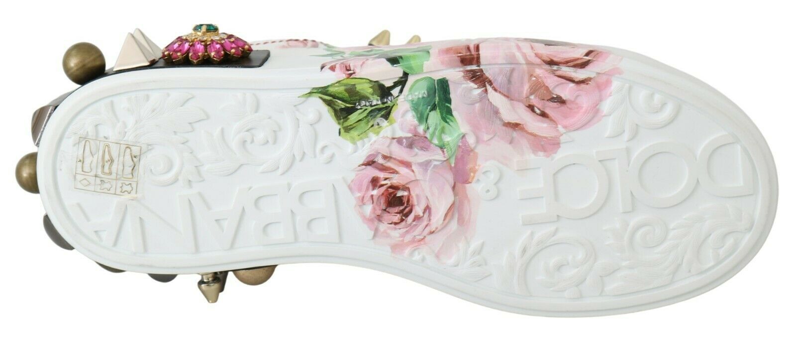 Dolce & Gabbana Floral Crystal-Embellished Leather Women's Sneakers