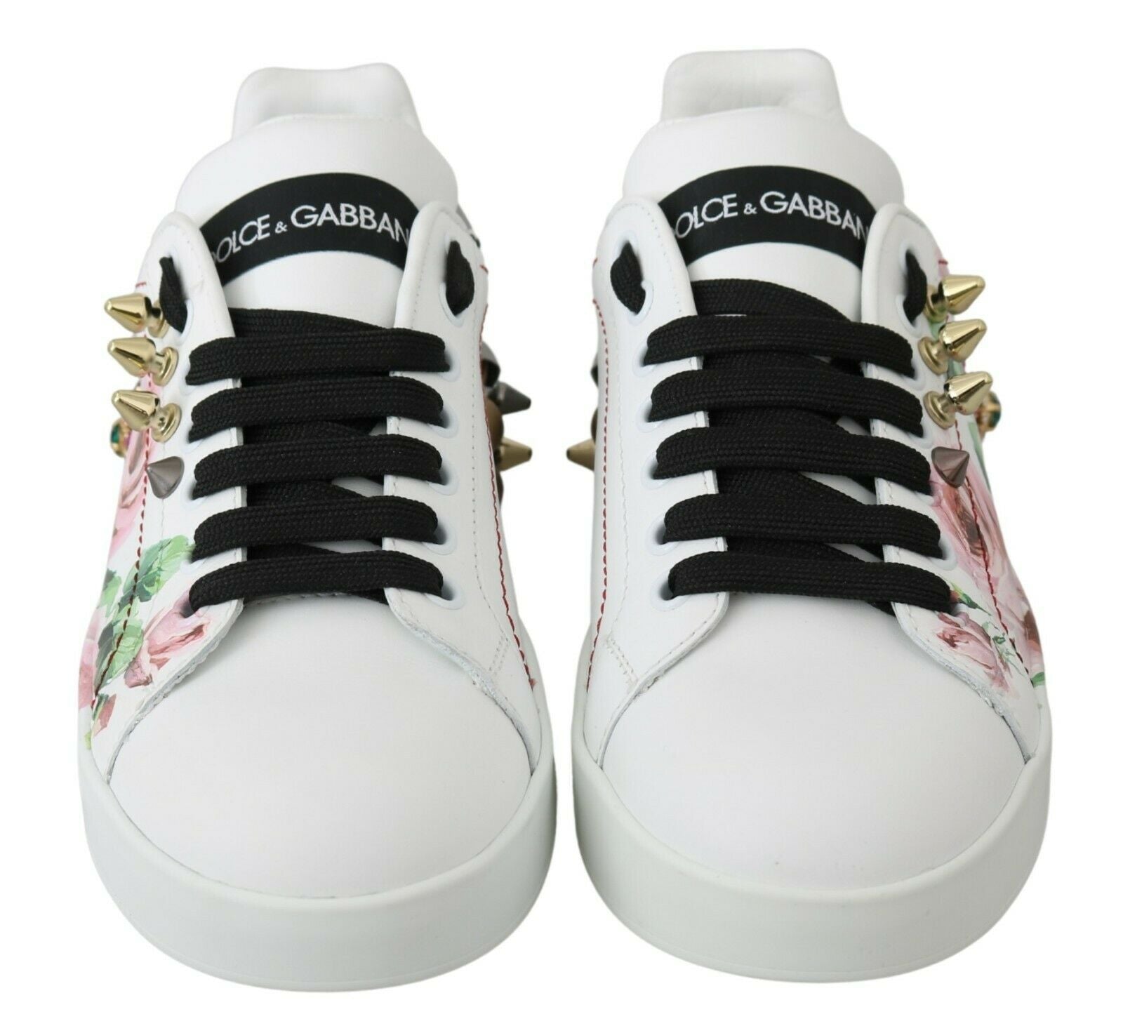Dolce & Gabbana Floral Crystal-Embellished Leather Women's Sneakers