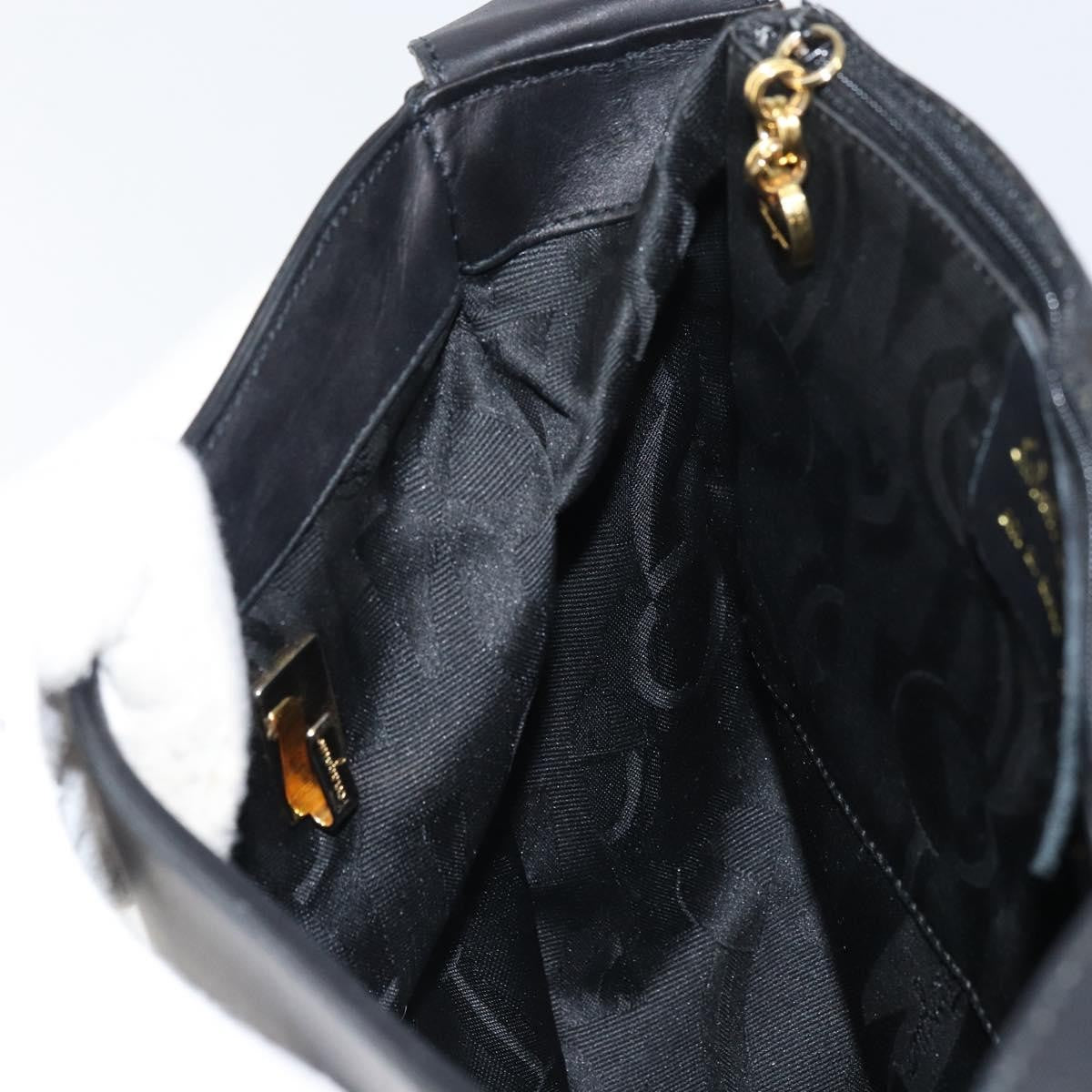 Salvatore Ferragamo Gancini Leather Black Leather Shoulder Bag Bag (Pre-Owned)