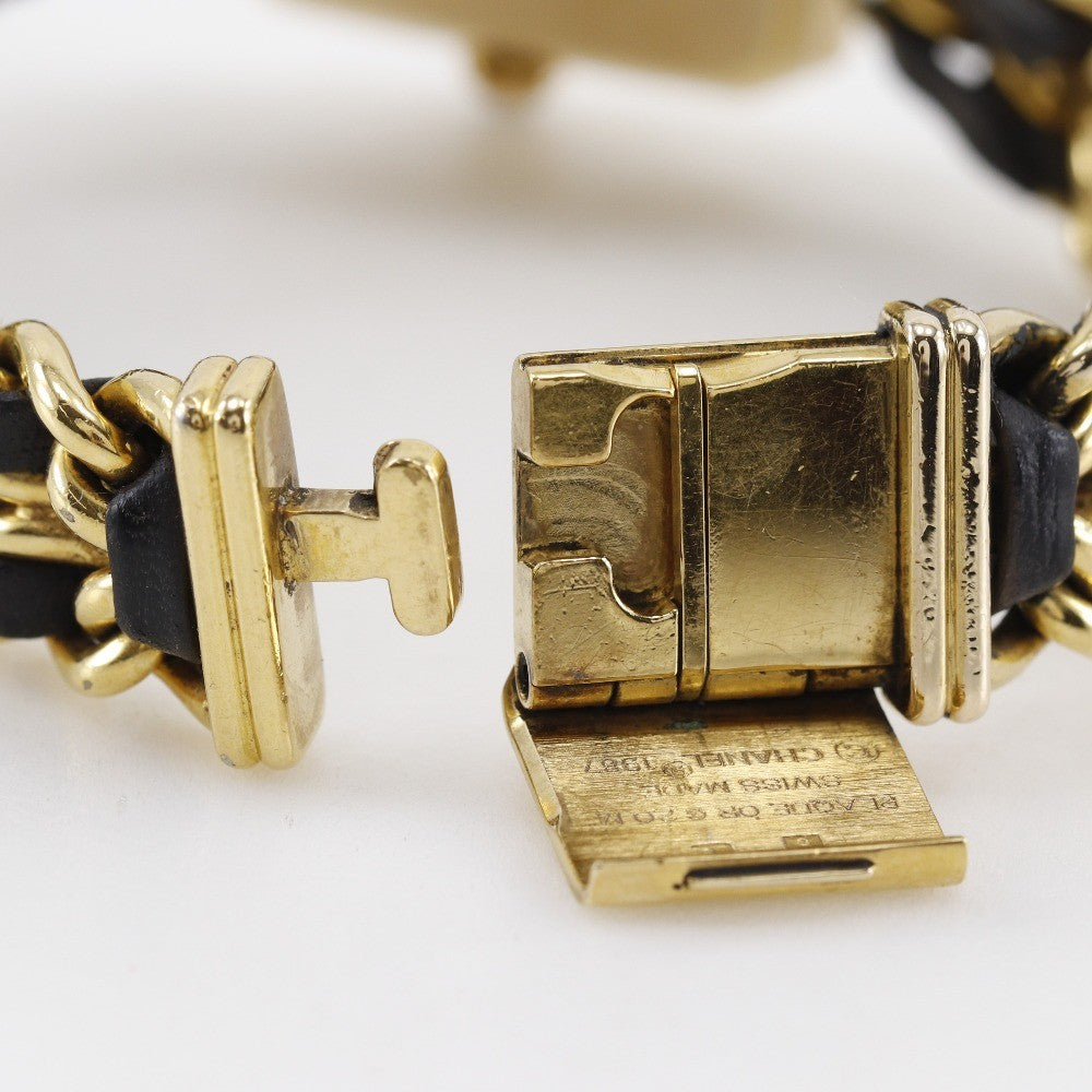 Chanel Premiere Rock Quartz Plated Metal And Leather Watch (Pre-Owned)