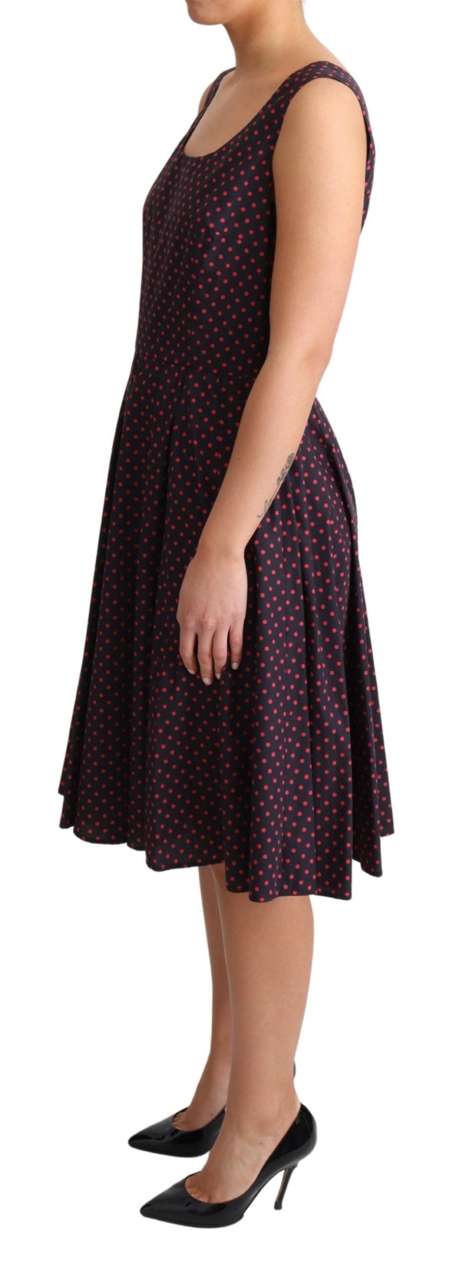 Dolce & Gabbana Chic Polka Dotted A-Line Sleeveless Women's Dress