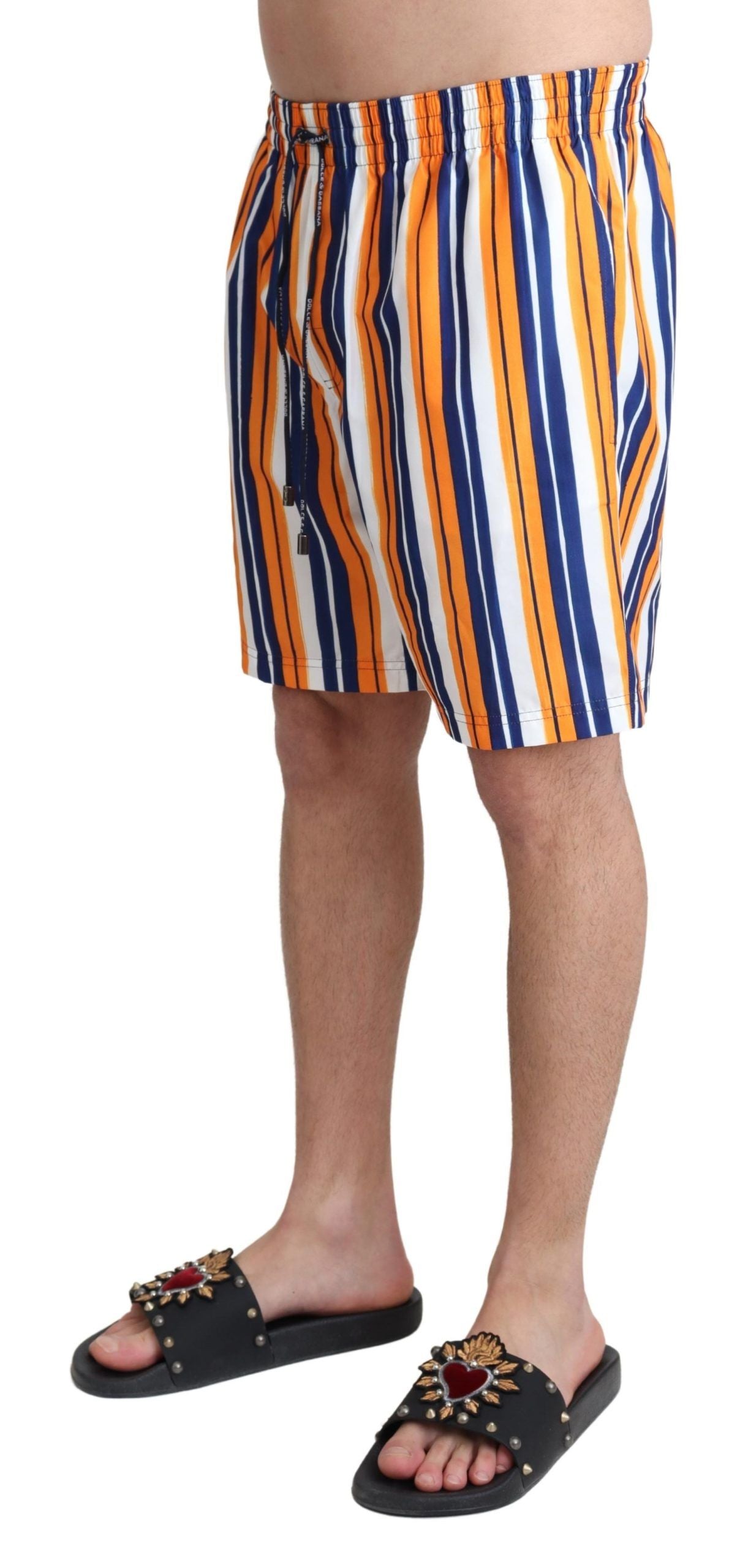 Dolce & Gabbana Multicolor Striped Beachwear Men's Swimshorts