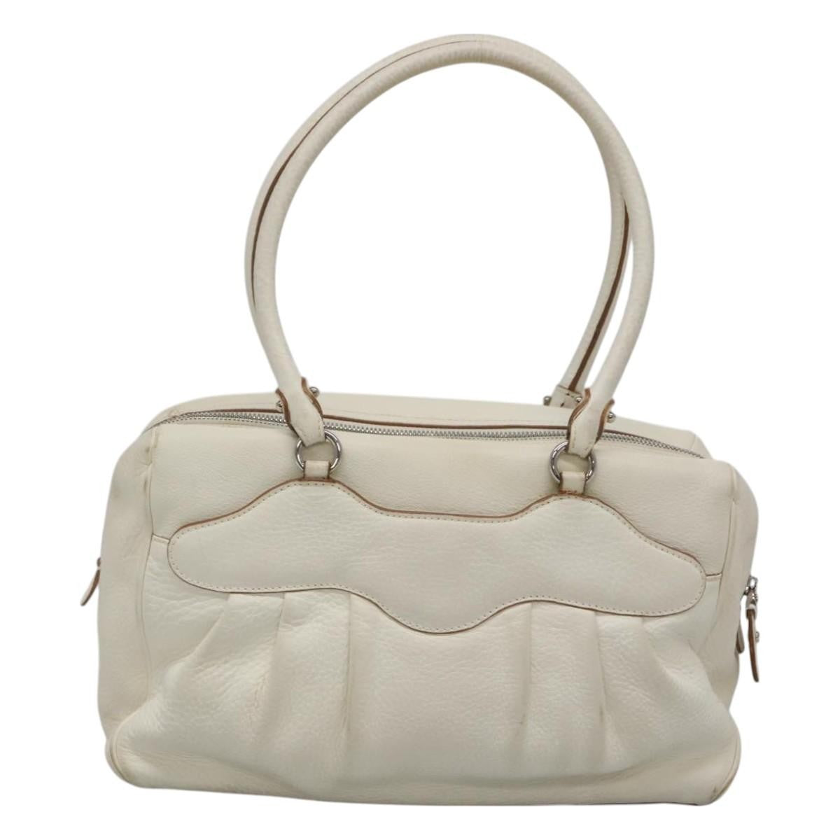 Salvatore Ferragamo Gancini Buckle Leather White Leather Shoulder Bag Bag (Pre-Owned)