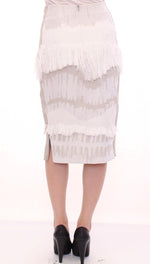 Arzu Kaprol White Acrylic Straight Pencil Women's Skirt