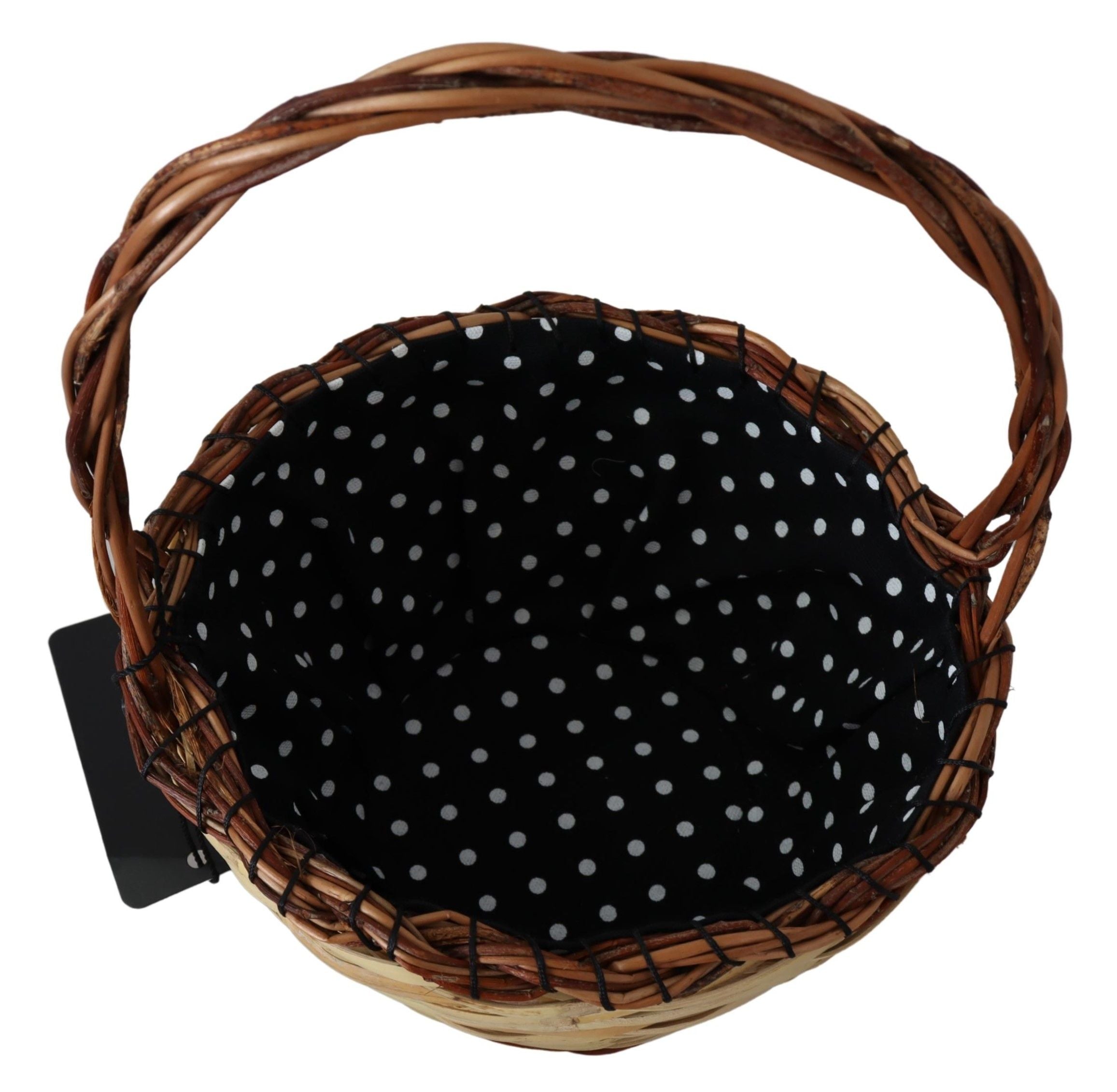 Dolce & Gabbana Beige Wood Wicker Rattan Basket Tote Women's Bag