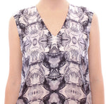Arzu Kaprol Gray Blue Silk Sleeveless Top Shirt Women's Blouse