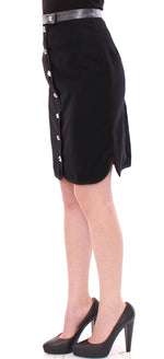 Corrado De Biase Elegant Black Wool-Cotton Blend Women's Skirt