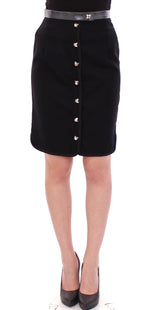 Corrado De Biase Elegant Black Wool-Cotton Blend Women's Skirt