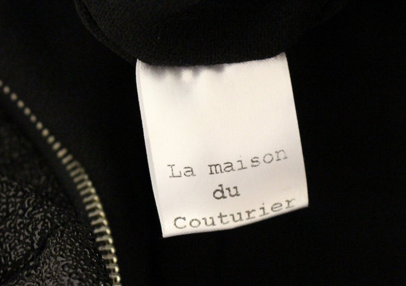 La Maison du Couturier Elegant Black Leather Jumpsuit with Waist Women's Strap