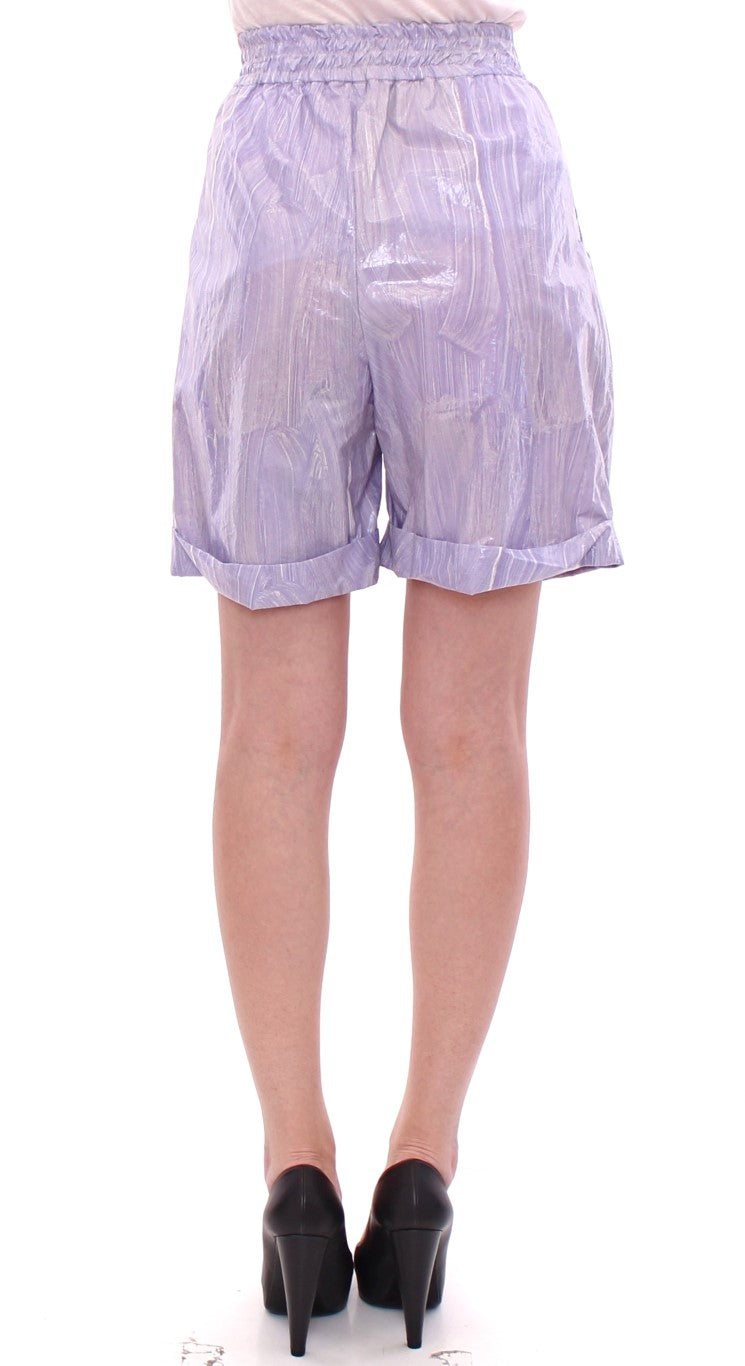 Licia Florio Elegant Purple Viscose Shorts - Side Zip Women's Closure