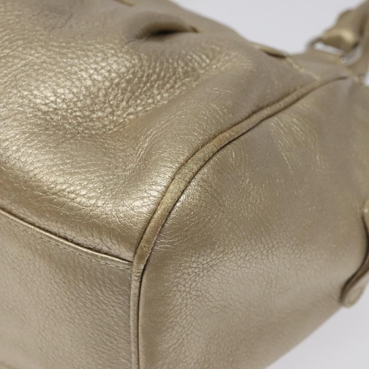 Salvatore Ferragamo Gancini Zip Tote Leather Gold Leather Handbag (Pre-Owned)