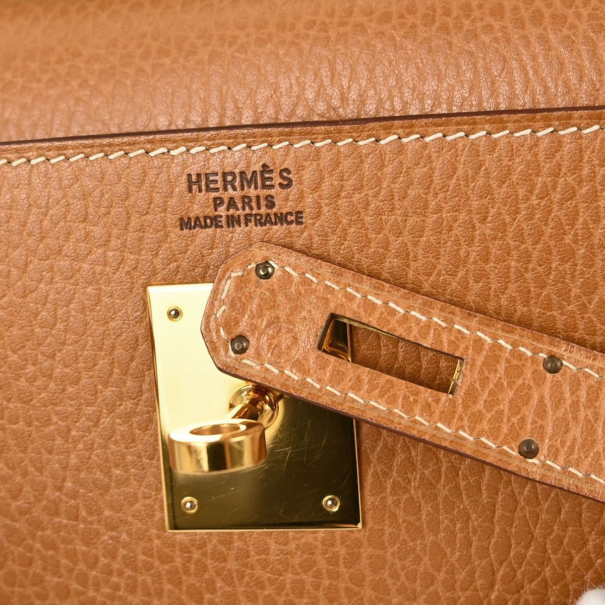 Hermes Kelly Brown Ardennes With Gold Hardware Brown Leather Handbag (Pre-Owned)