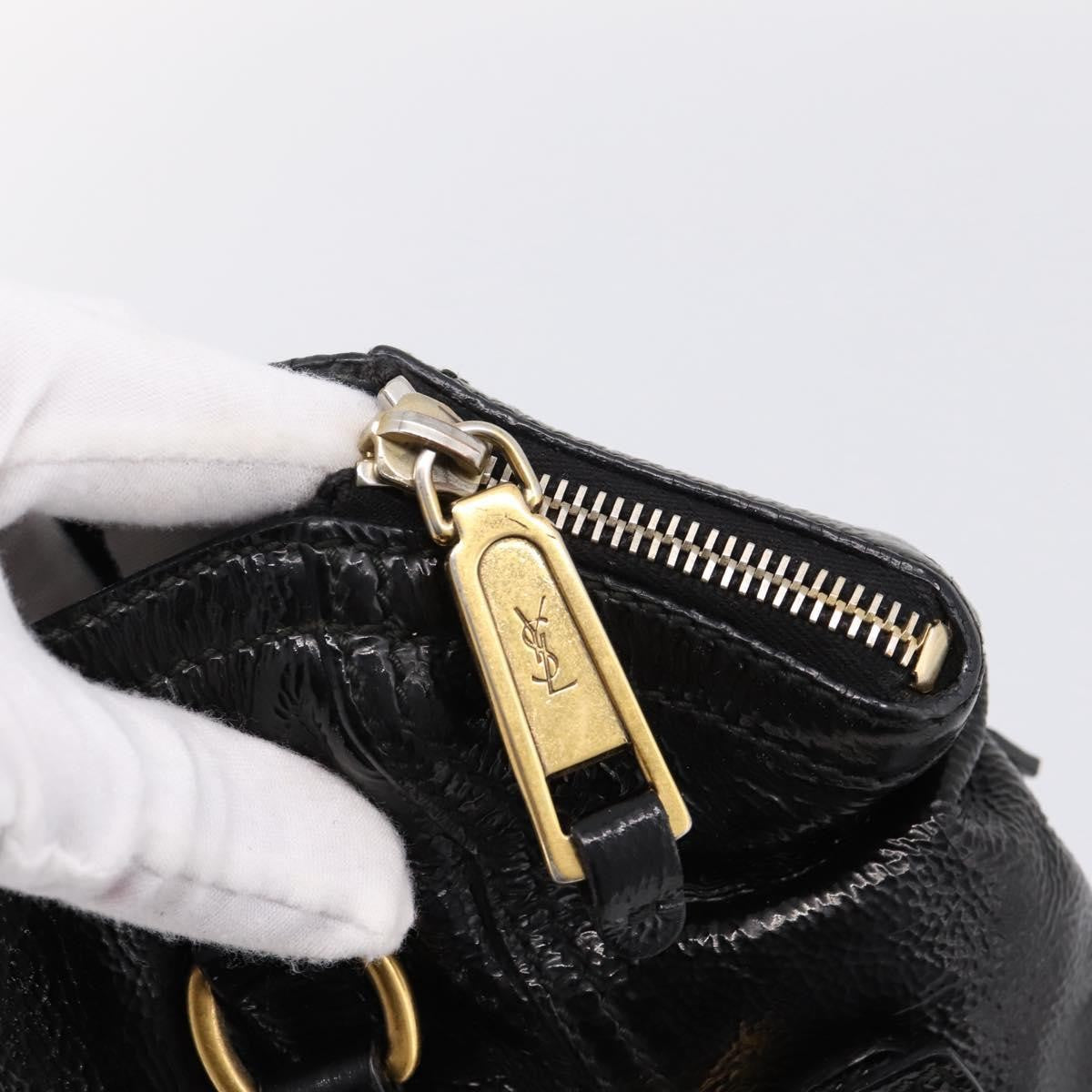 Saint Laurent Downtown Patent Black Patent_Leather Tote Bag Bag (Pre-Owned)