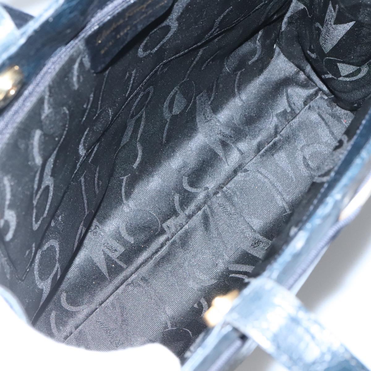 Salvatore Ferragamo Vara Navy Leather Shoulder Bag (Pre-Owned)