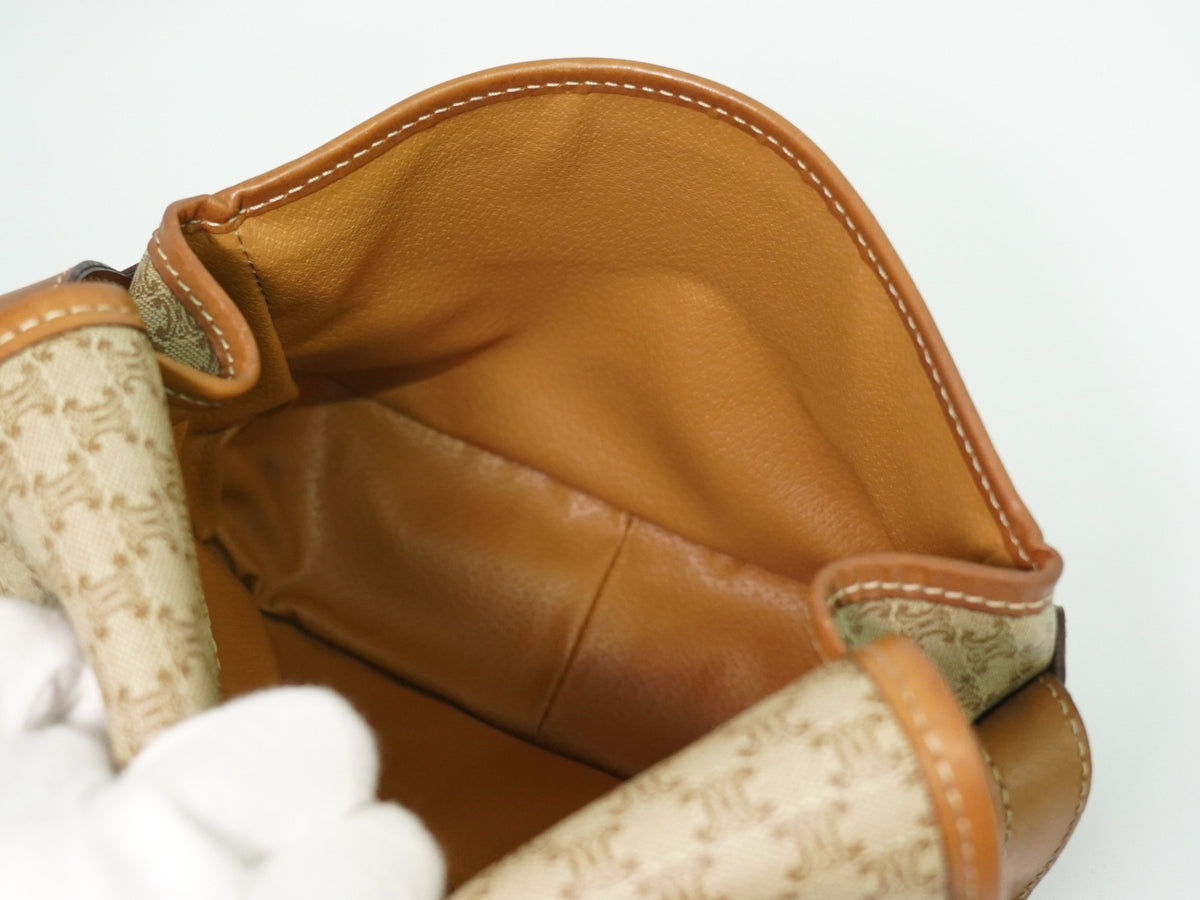 Celine Vintage Macadam Canvas And Leather Beige Canvas Shoulder Bag Bag (Pre-Owned)