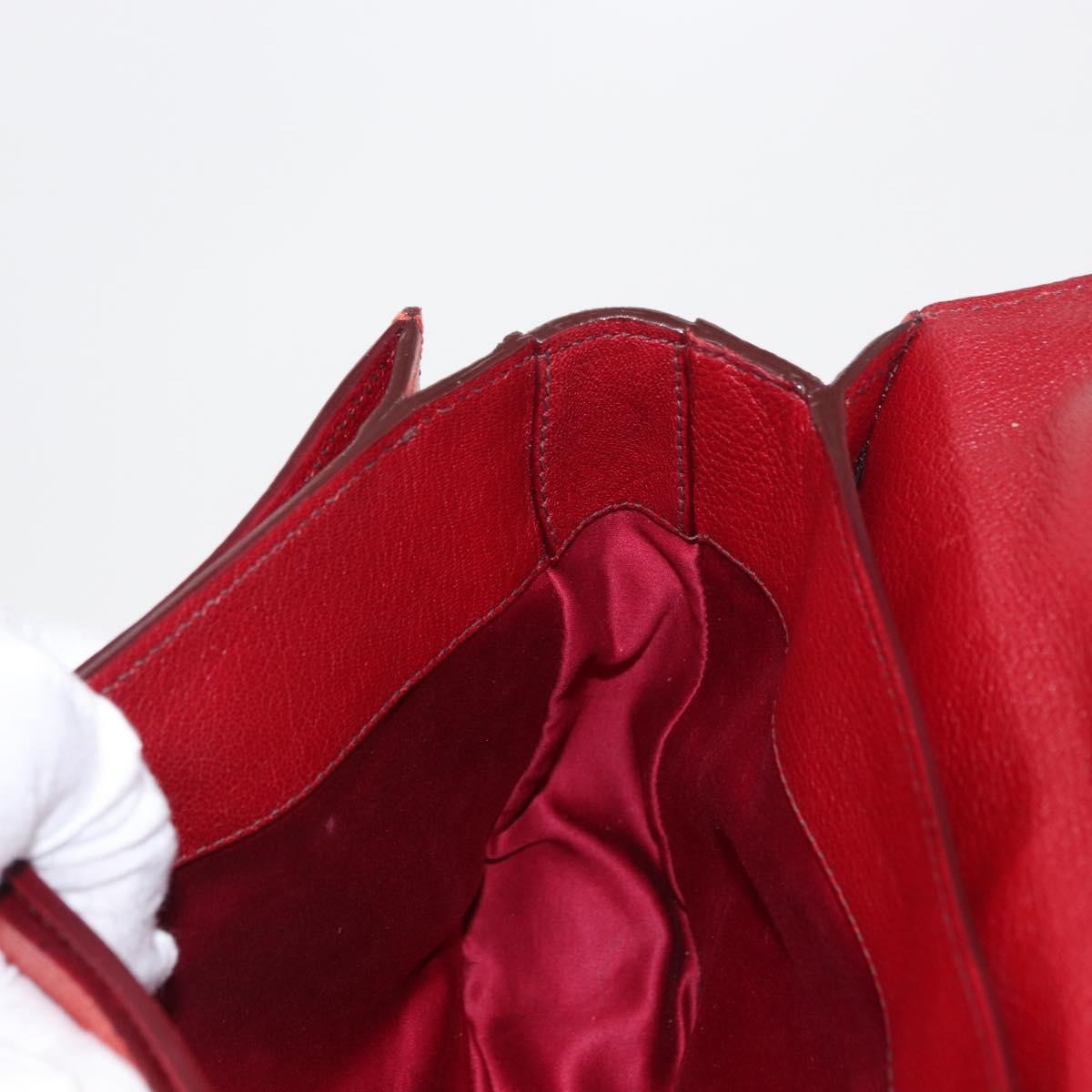 Miu Miu Madras Top Handle Leather Red Leather Handbag (Pre-Owned)