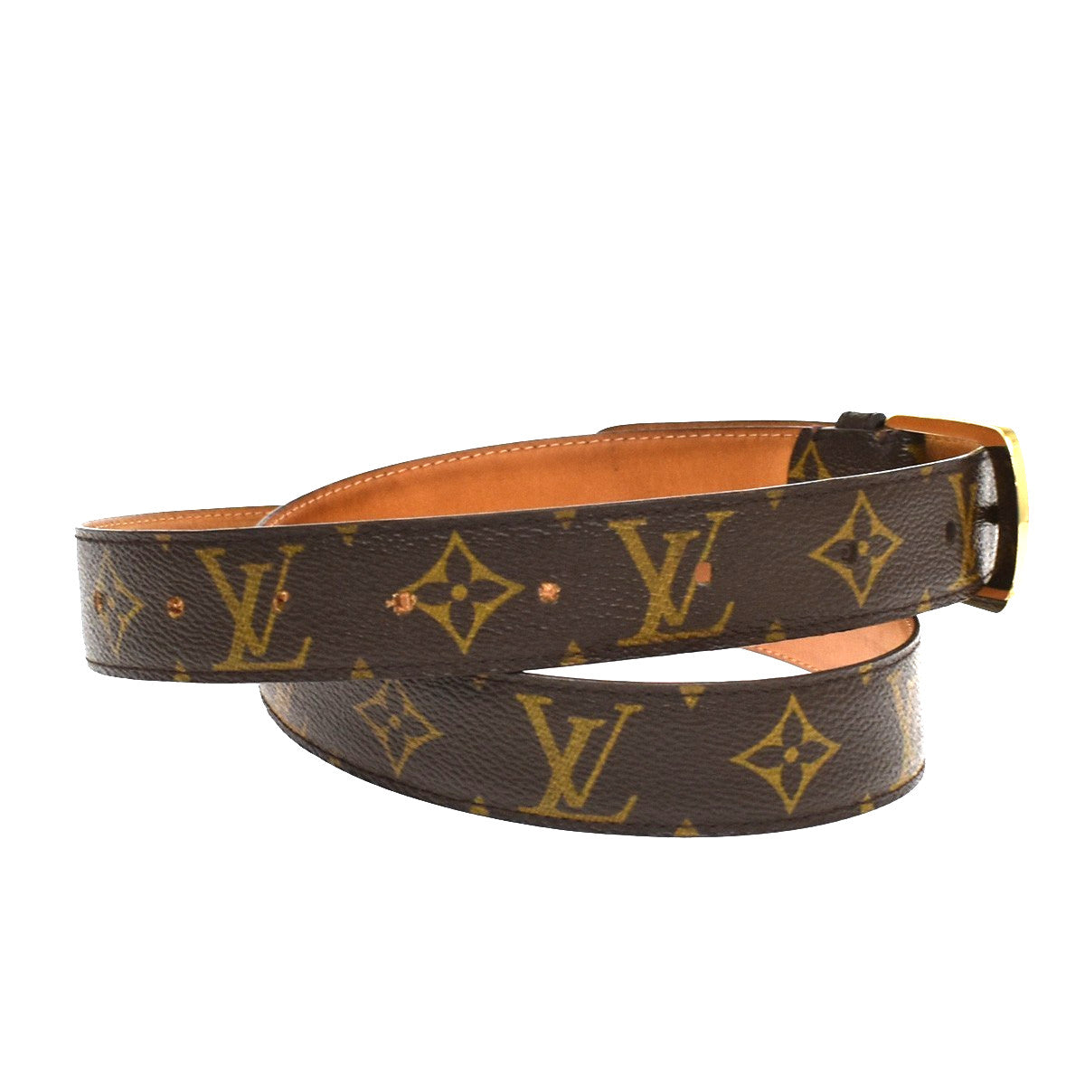 Louis Vuitton Ellipse Belt Monogram Canvas Brown Canvas Belts Accessory (Pre-Owned)