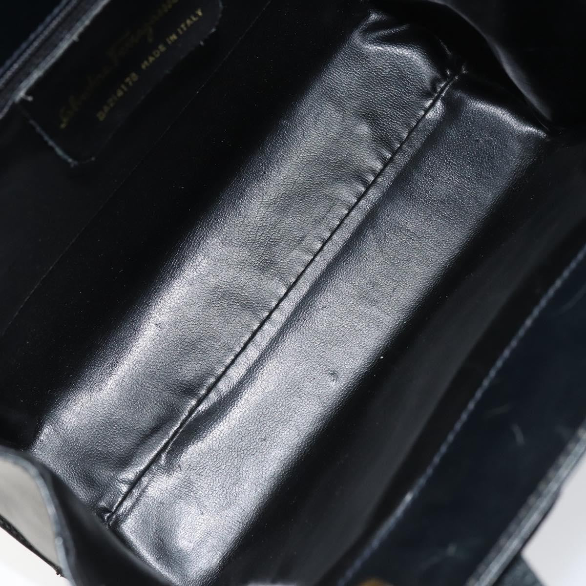 Salvatore Ferragamo Convertible Vara Bow Leather Navy Leather Handbag (Pre-Owned)