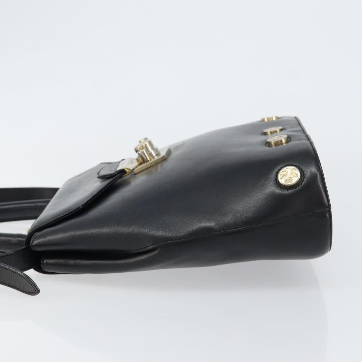 Salvatore Ferragamo Vintage Leather Black Leather Handbag (Pre-Owned)