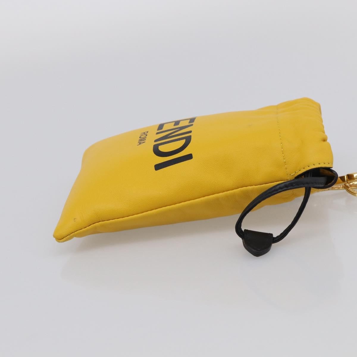 Fendi Logo Drawstring Leather Yellow Leather Handbag (Pre-Owned)
