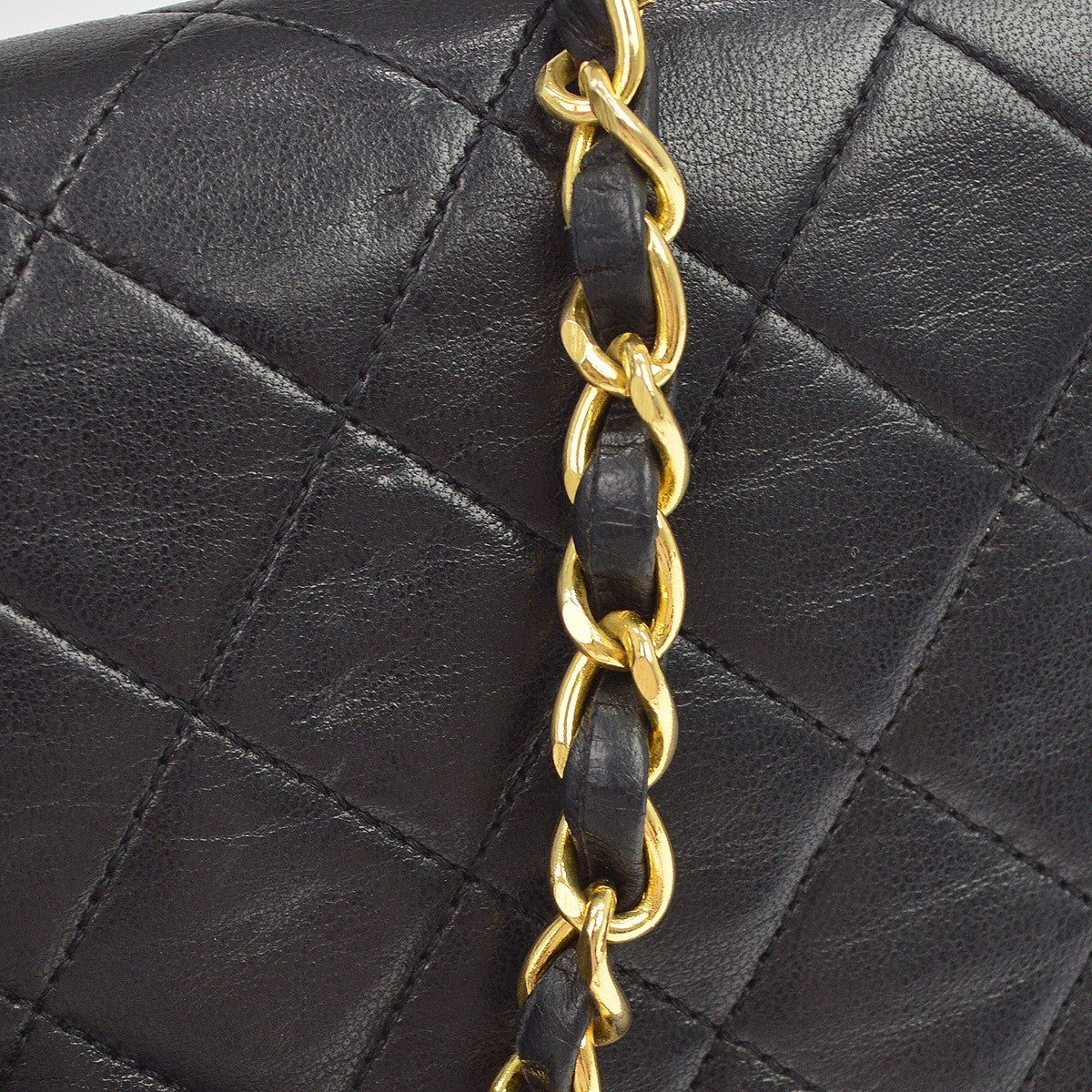 Chanel Vintage Full Flap Quilted Lambskin Black Leather Shoulder Bag Bag (Pre-Owned)