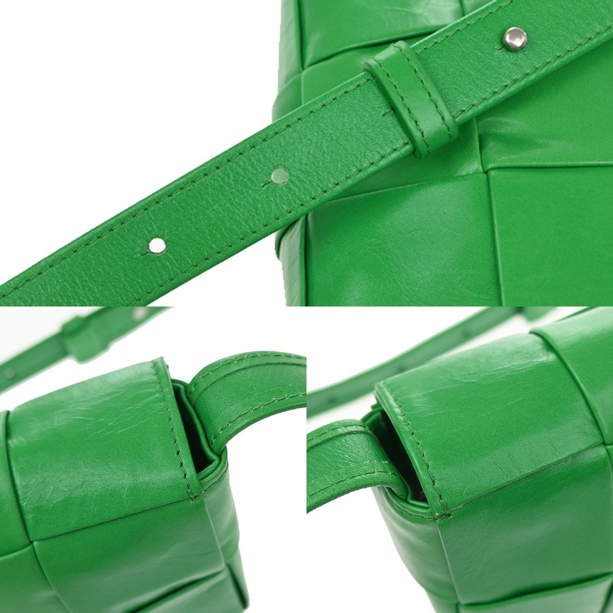 Bottega Veneta Cassette Maxi Intrecciato Leather Green Leather Crossbody Bag Bag (Pre-Owned)