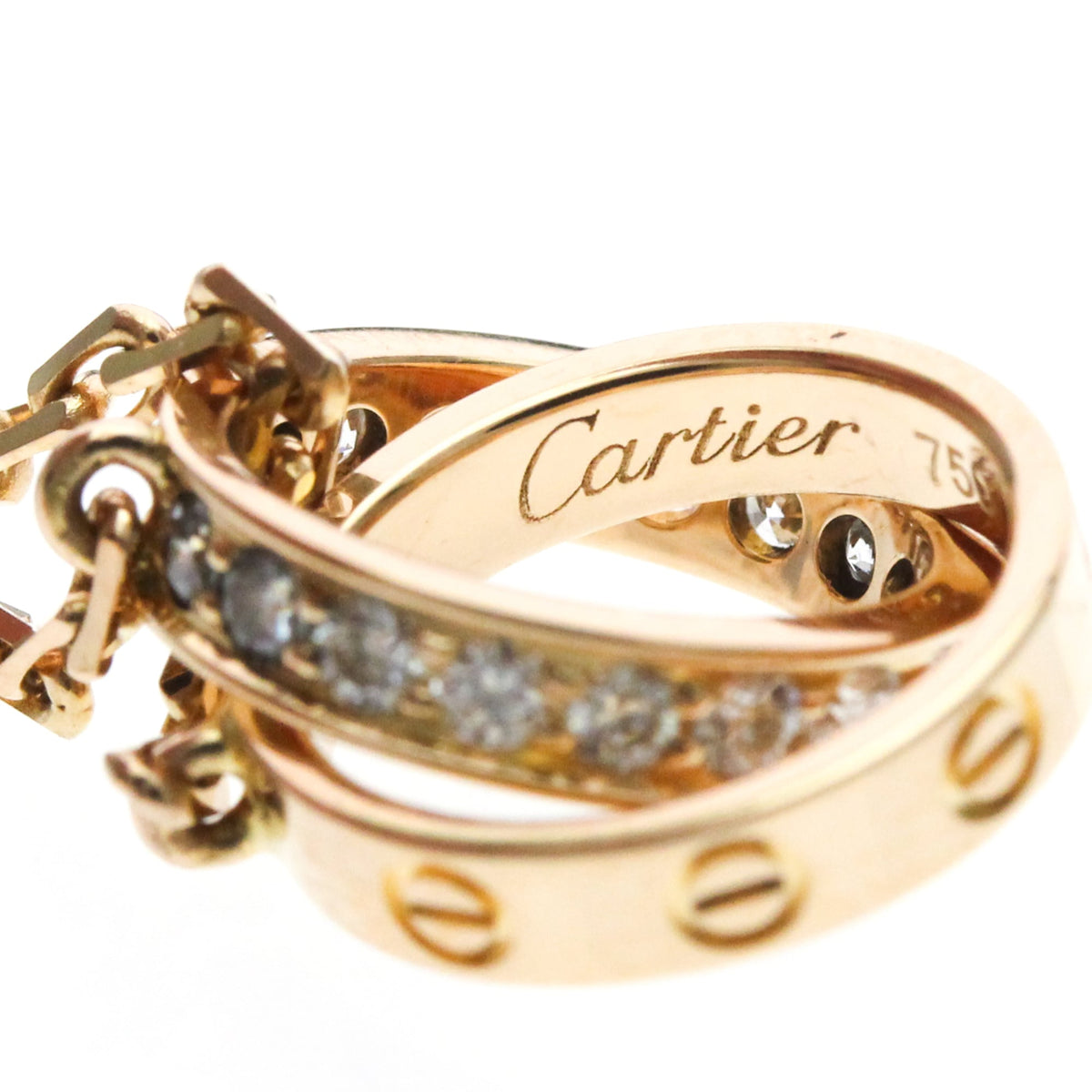 Cartier Love Interlocking 18K Rose Gold With Diamonds Gold Pink_Gold Necklace Jewelry (Pre-Owned)
