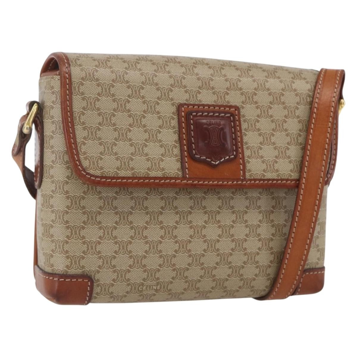 Celine Vintage Macadam Canvas And Leather Beige Canvas Shoulder Bag Bag (Pre-Owned)