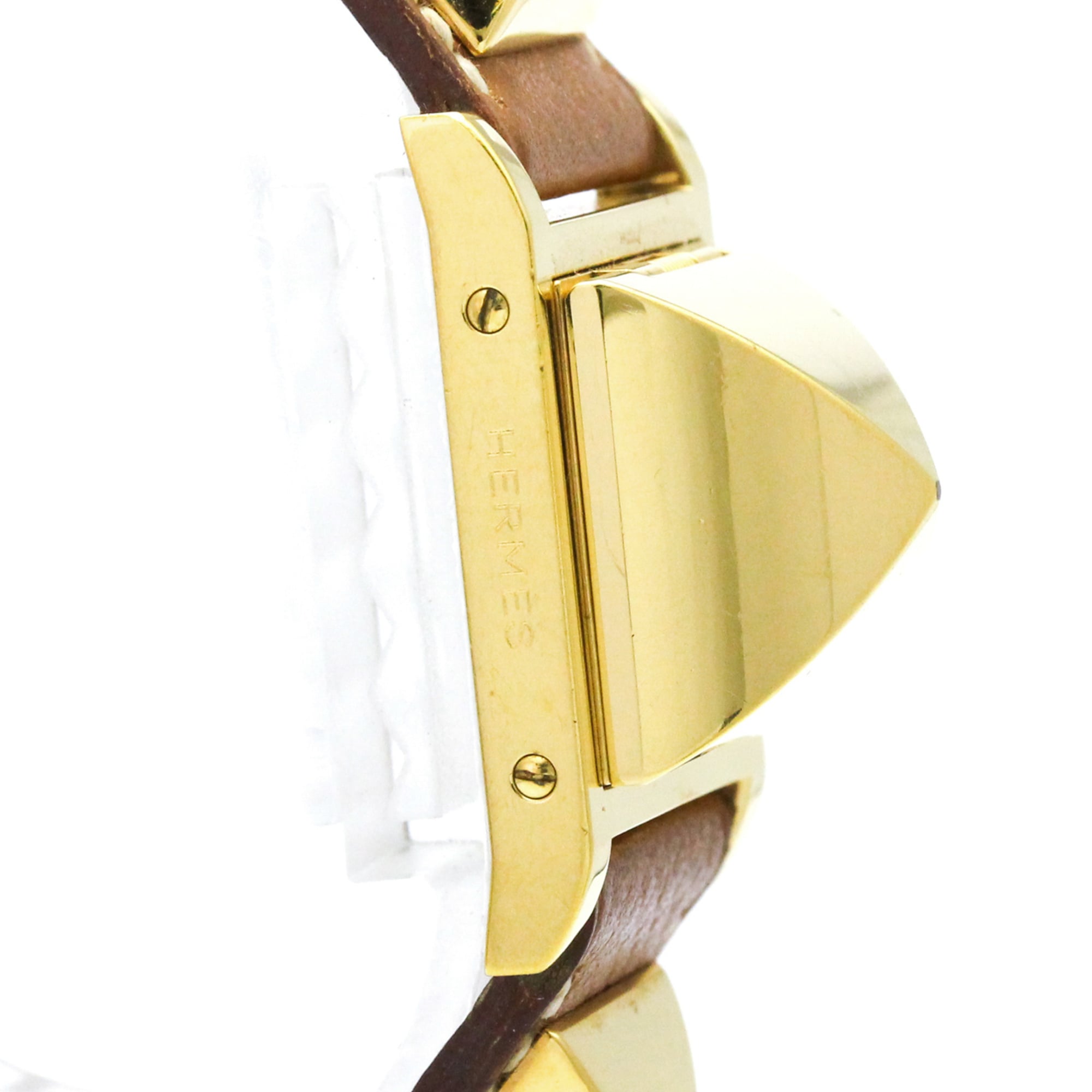 Hermes Medor Quartz Plated Metal And Leather Watch (Pre-Owned)