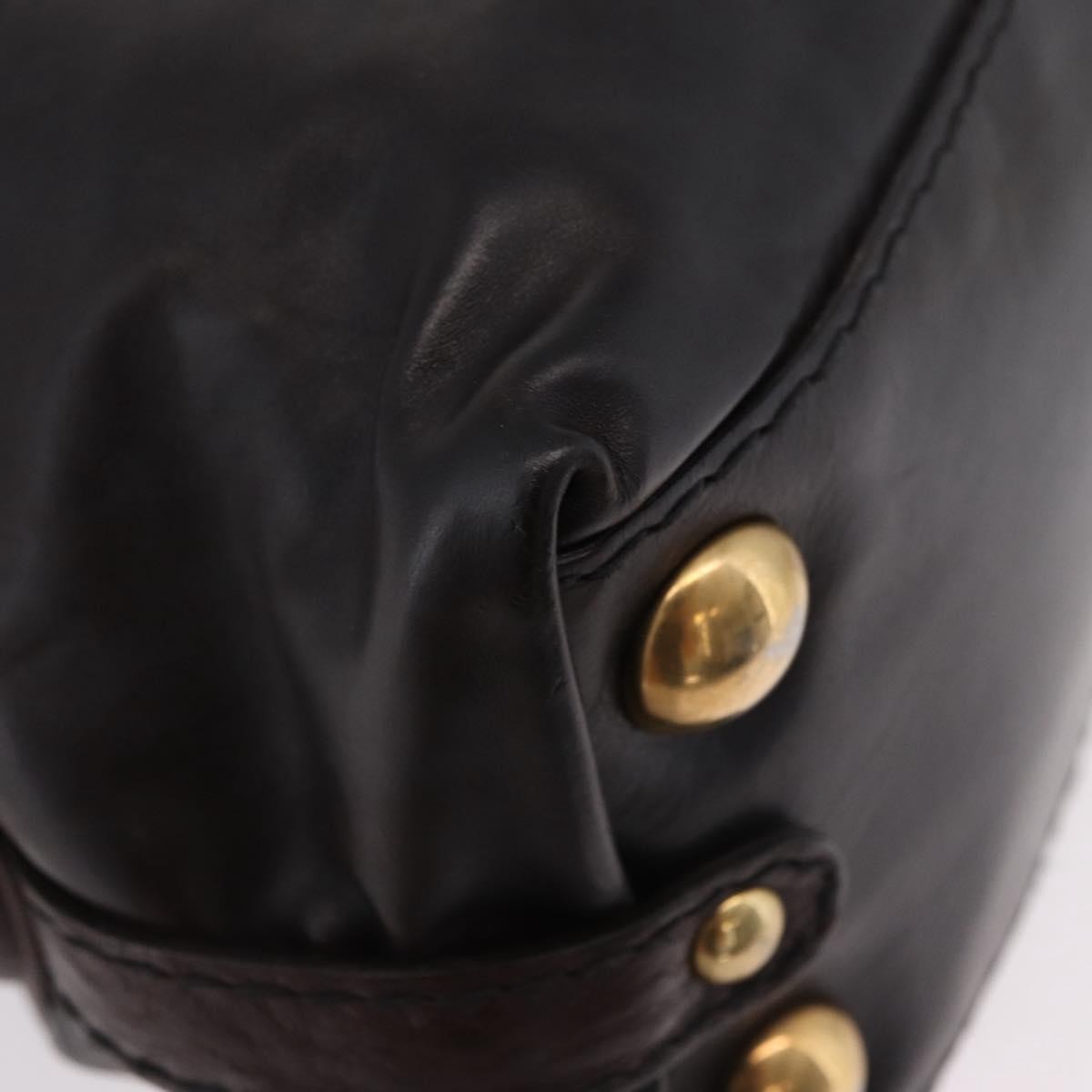 Gucci Babouska Heart Dome Satchel Leather Black Leather Handbag (Pre-Owned)