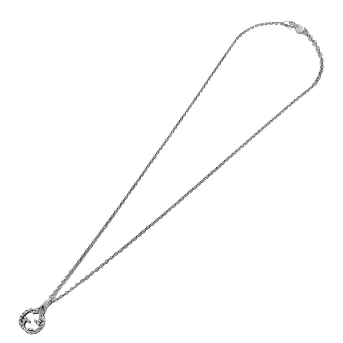 Gucci Engraved Interlocking G Chain Link Pendant Sterling Silver Silver Silver Necklace Jewelry (Pre-Owned)