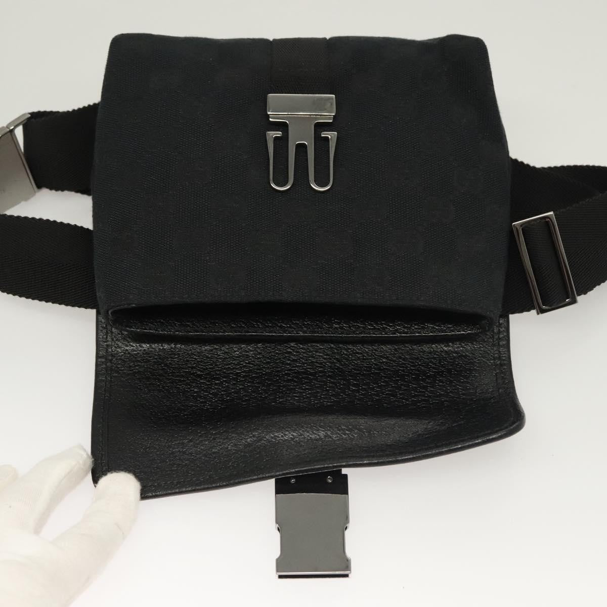 Gucci Buckle Belt Gg Canvas And Leather Black Canvas Bag (Pre-Owned)
