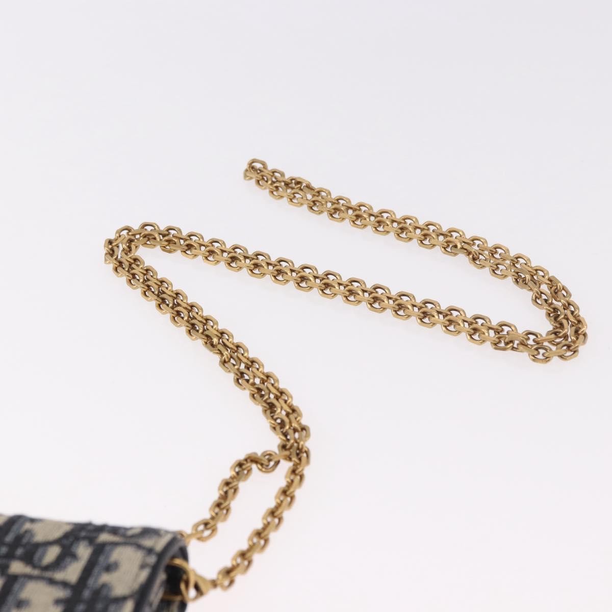 Christian Dior Vertical Saddle Chain Oblique Canvas Navy Canvas Clutche & Pouche Bag (Pre-Owned)
