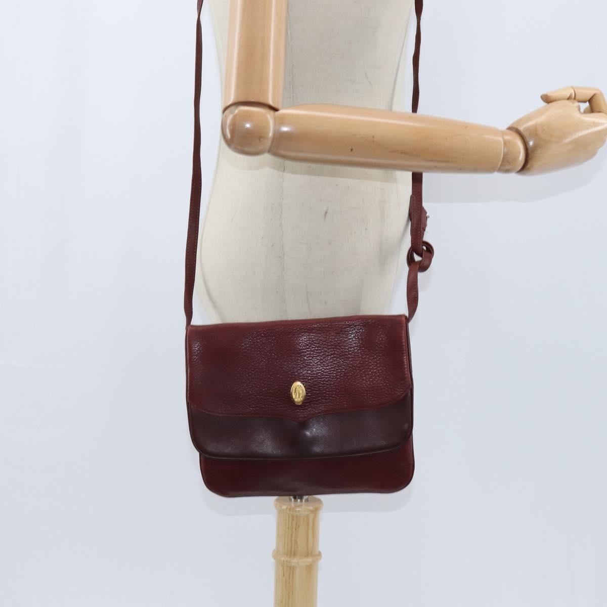 Cartier Must De Cartier Leather Burgundy Leather Shoulder Bag Bag (Pre-Owned)
