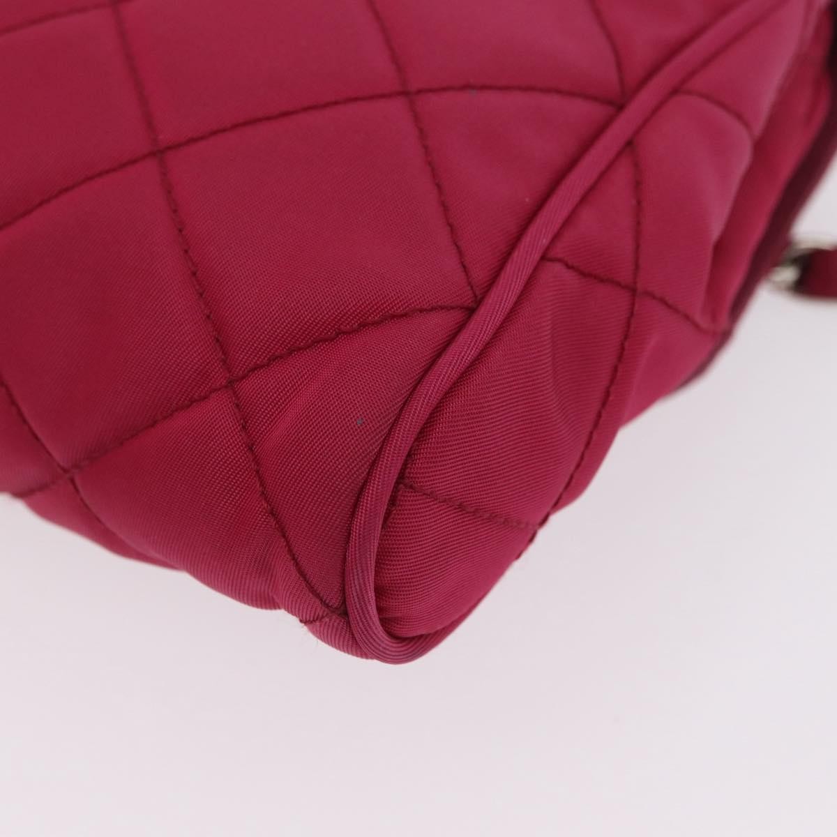 Prada Pushlock Chain Flap Quilted Tessuto Pink Nylon Handbag (Pre-Owned)